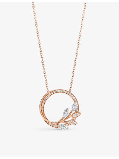 selfridges Tiffany & Co Vine Circle Small 18ct Rose-Gold 0.39ct Mixed-Cut Diamond Pendant Necklace- Buy online at McGrocer