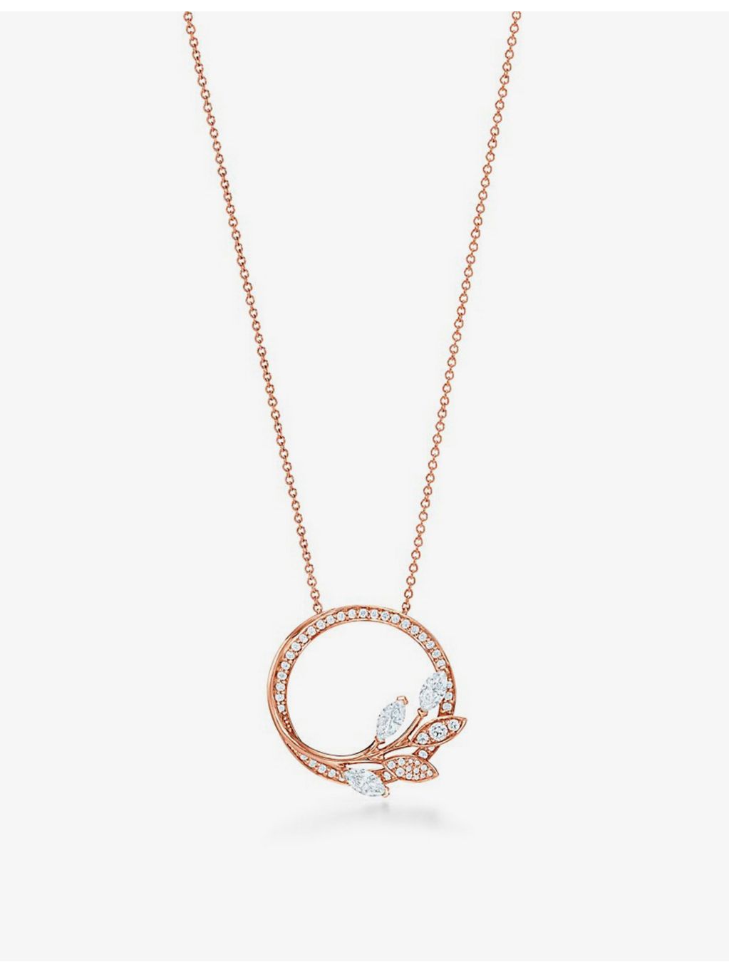 Tiffany large 18ct rose gold 0.70ct diamond pendant, imported from the UK