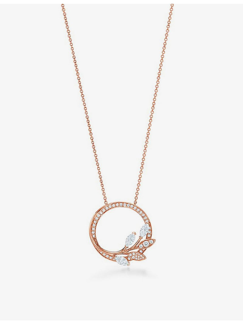 Tiffany large 18ct rose gold 0.70ct diamond pendant, imported from the UK