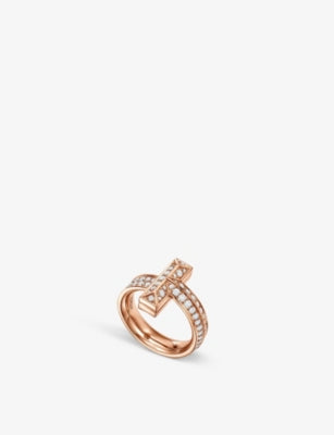 Tiffany & Co T1 Wide 18ct Rose-Gold Diamond Ring 0.54ct