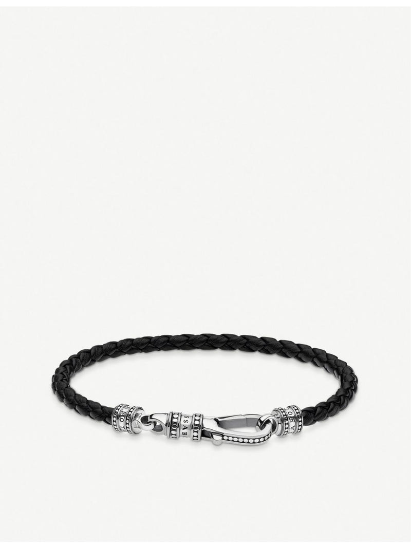Thomas Sabo braided leather sterling-silver bracelet 17cm, imported from the UK