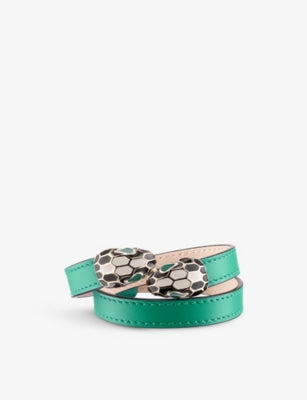 Bulgari Serpenti Forever Wrap-Around Leather and Enamel Bracelet