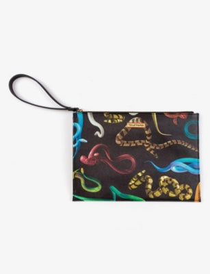 Toiletpaper Seletti snakes vegan leather pouch bag 20cm, imported from the UK