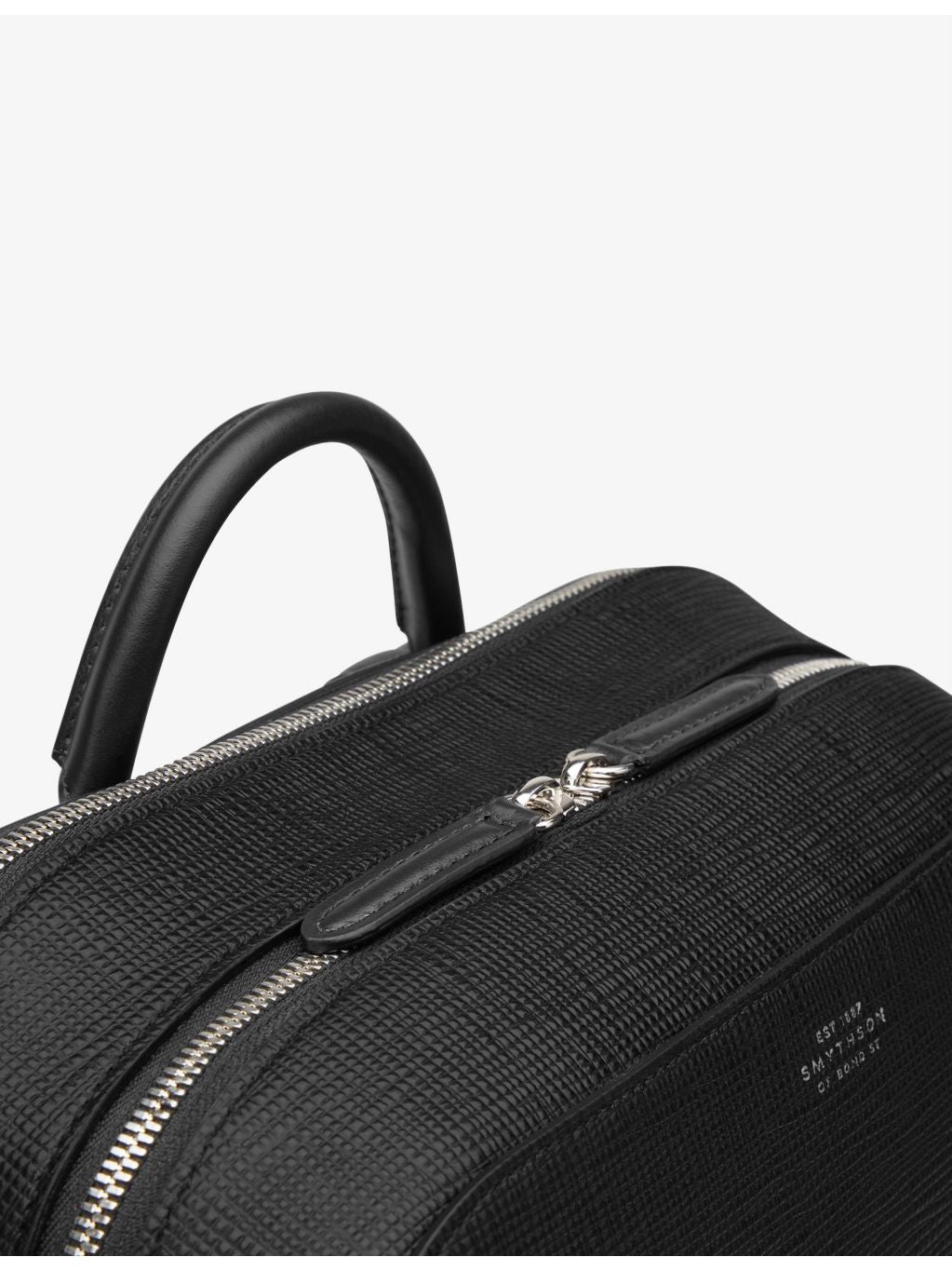 Smythson Panama zip-around leather backpack, imported from the UK