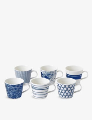 Royal Doulton Pacific Lines porcelain mugs set of six 280ml - British product