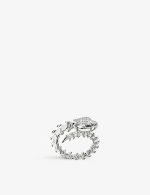 Serpent Trace sterling silver and diamond wrap ring - M
