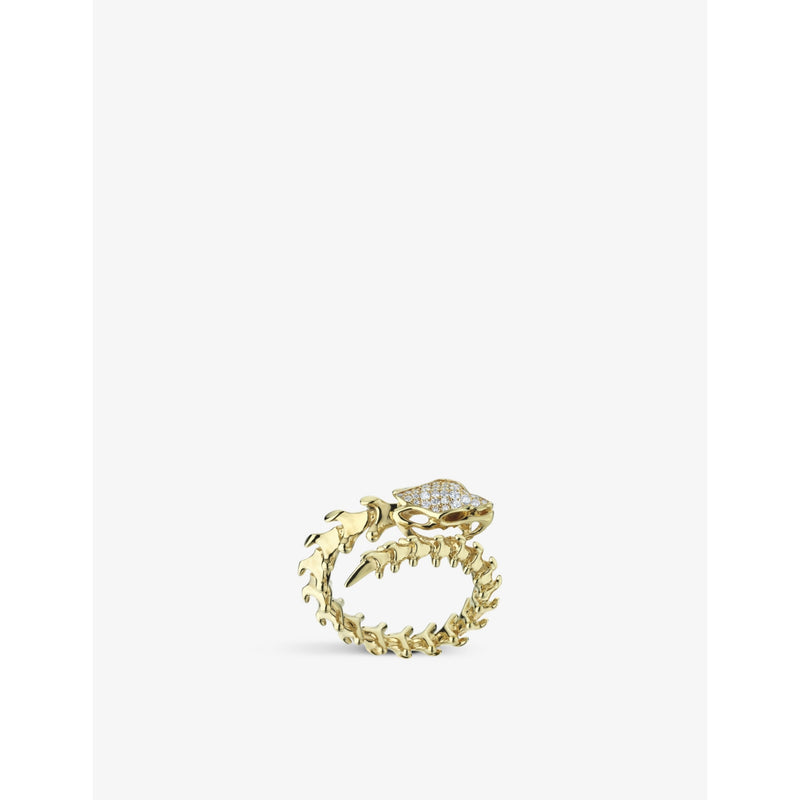 Serpent Trace yellow gold vermeil and diamond wrap ring - M