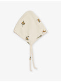 Organic Zoo baby bonnet olive print 0-12 months, imported from the UK