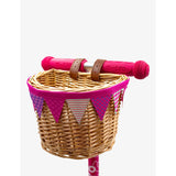 Micro wicker bike basket with bunting embellishment (British brand)