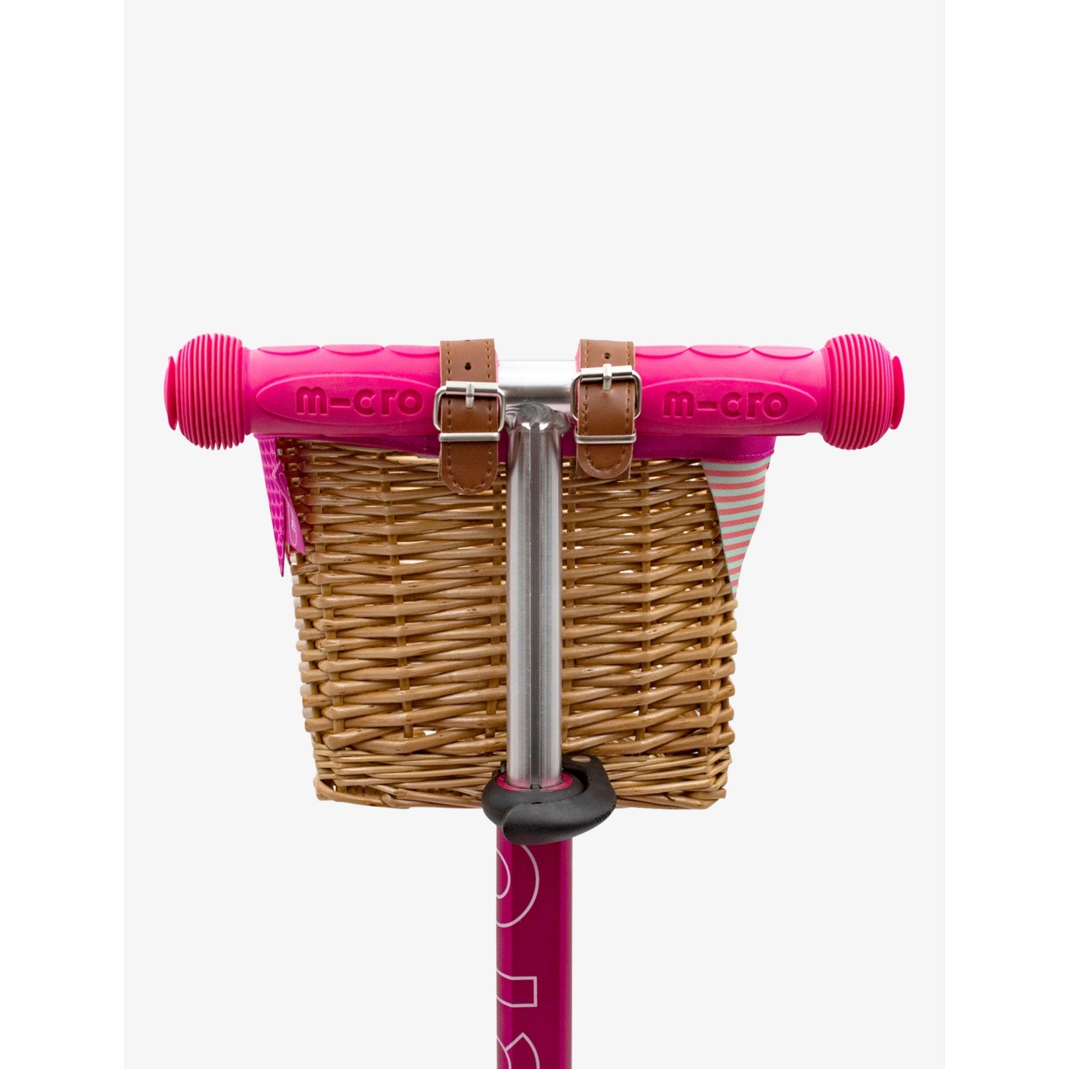 Micro wicker bike basket with bunting embellishment (British brand)