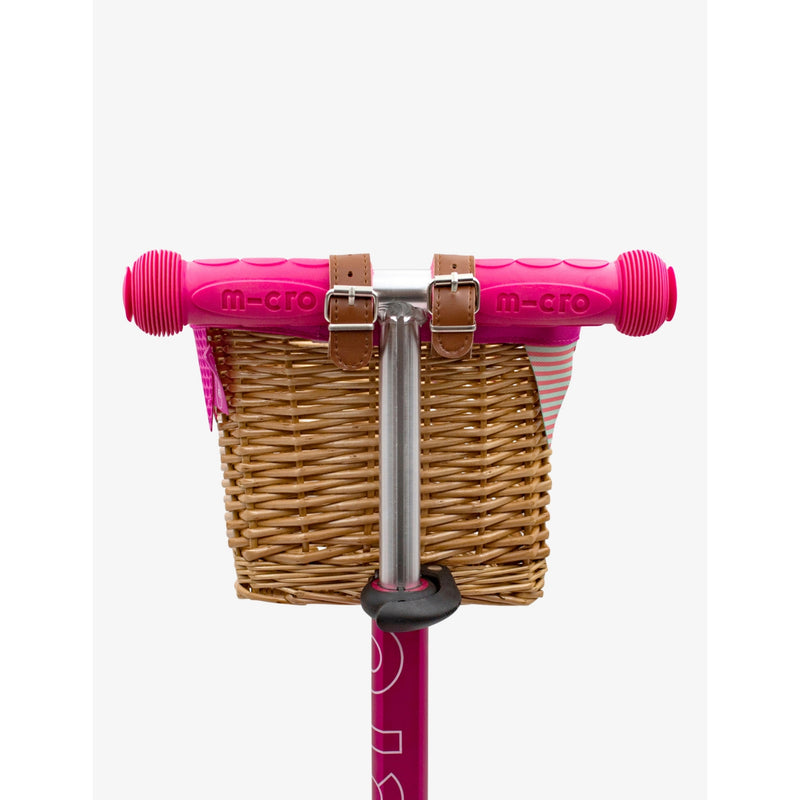 Micro wicker bike basket with bunting embellishment (British brand)