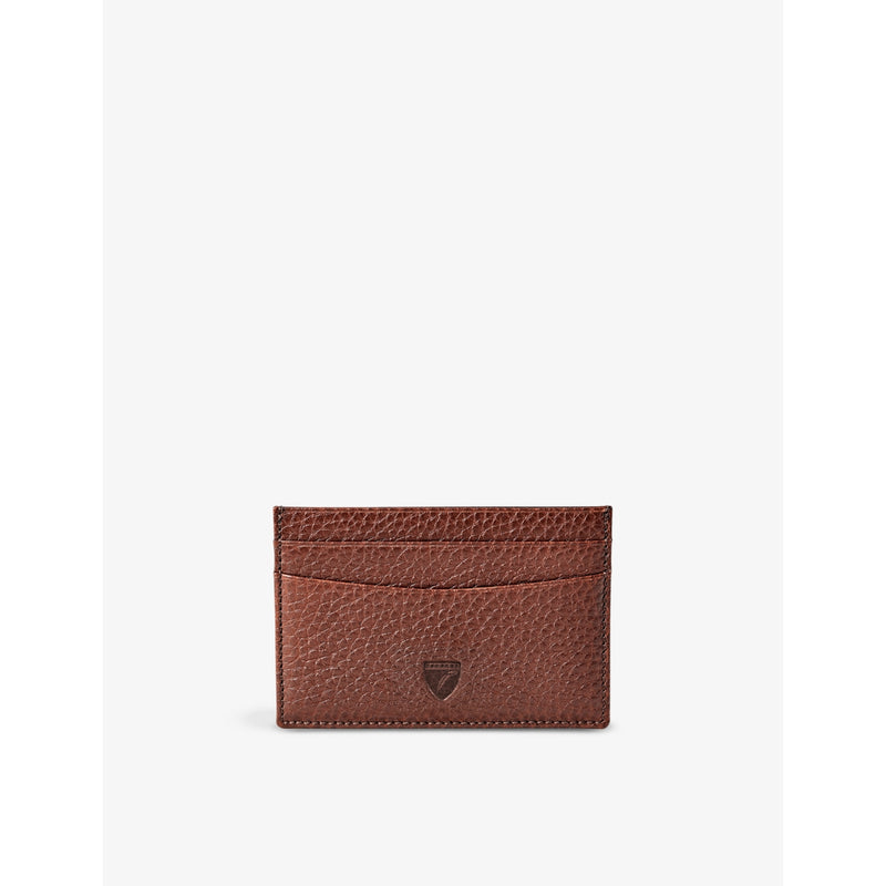 Aspinal of London logo-embellished leather card holder, UK version