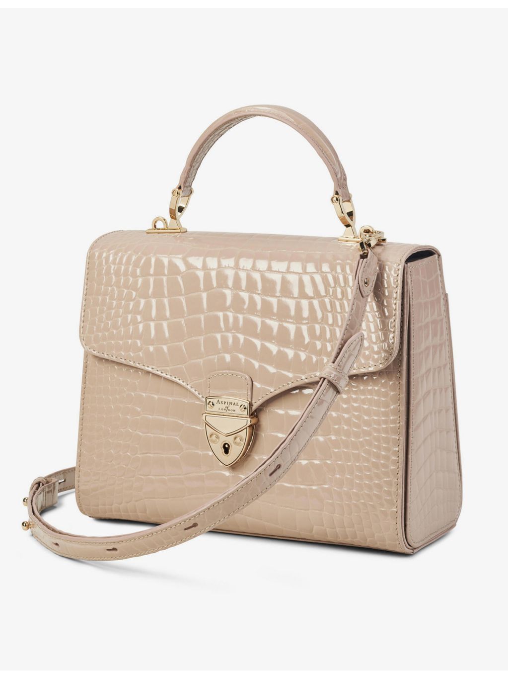 Aspinal of London Mayfair croc-embossed leather top-handle bag, UK version