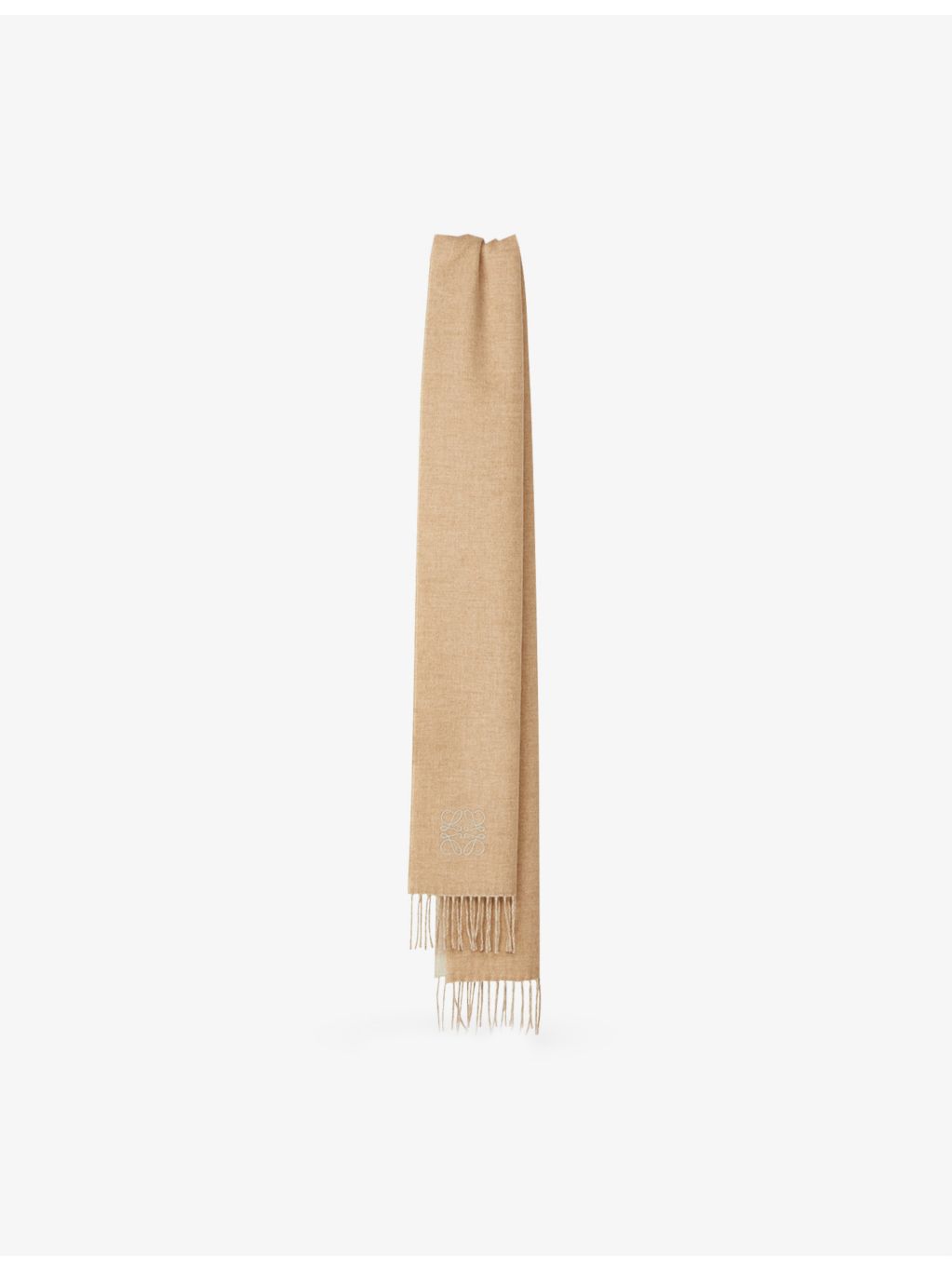 Loewe wool cashmere blend scarf with embroidered Anagram logo 180cm length - British product