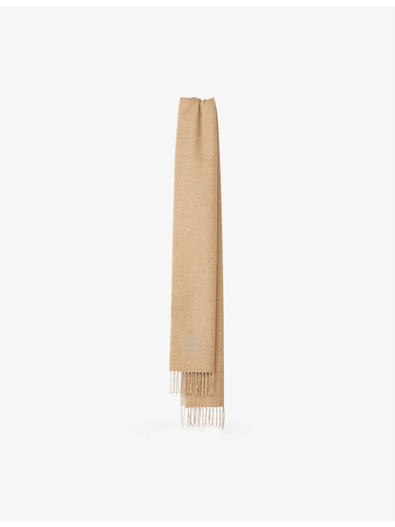 Loewe wool cashmere blend scarf with embroidered Anagram logo 180cm length - British product