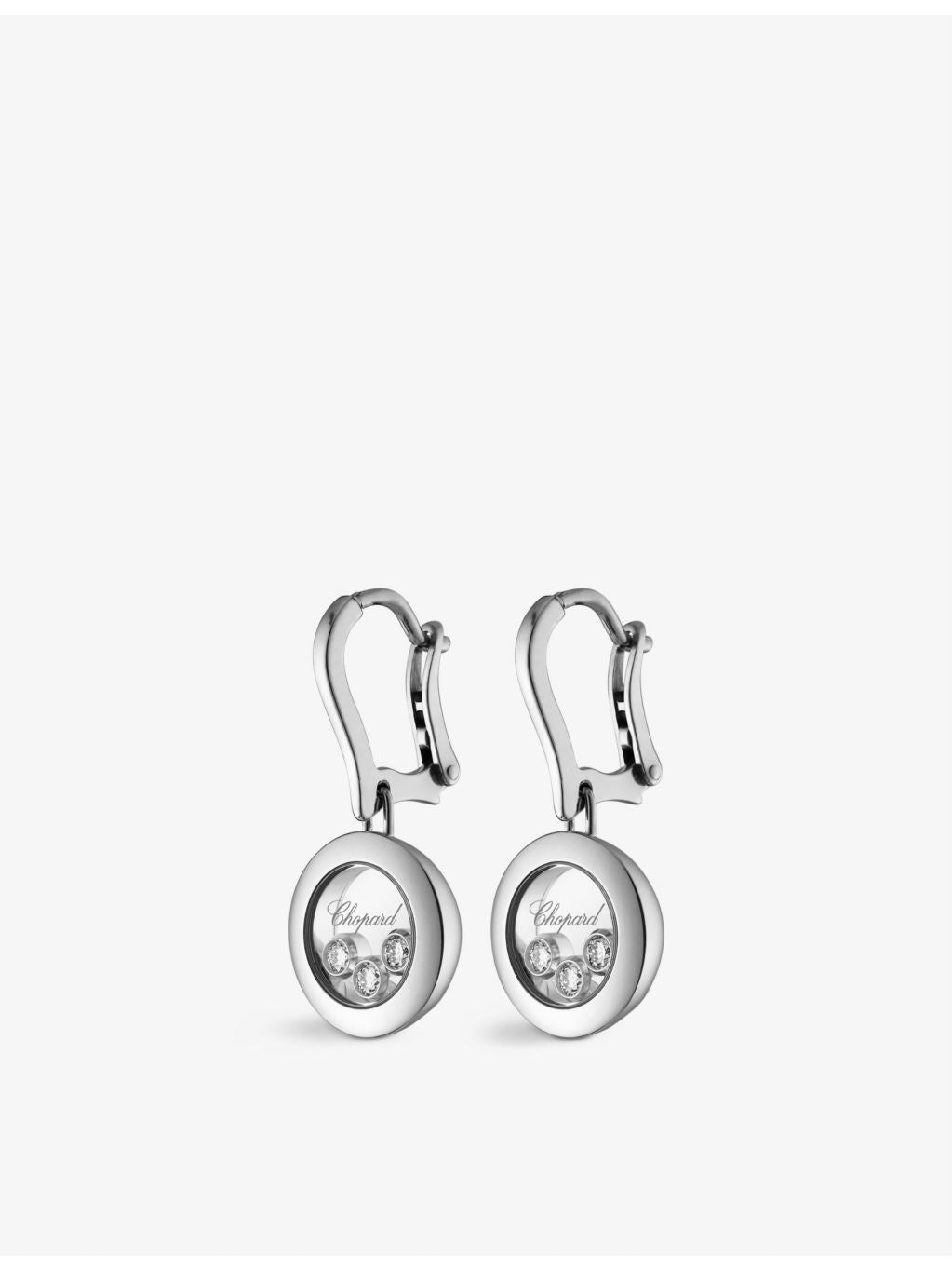 Chopard 18ct white gold diamond drop earrings 0.30ct, imported from the UK