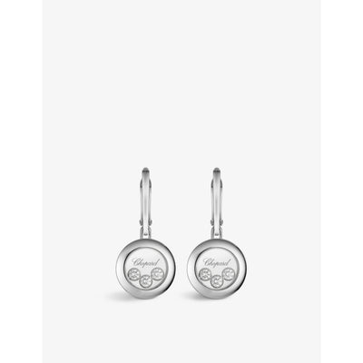 selfridges Chopard Happy Diamonds 18ct White-Gold and 0.30ct Brilliant-Cut Diamond Drop Earrings- Buy online at McGrocer