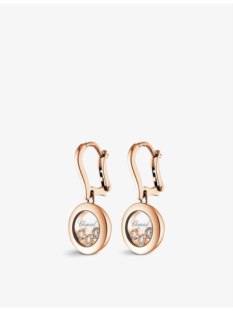 Chopard rose-gold Happy Diamonds earrings 0.30ct, imported from the UK