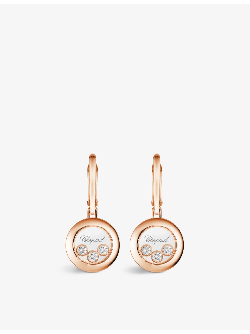 Chopard rose-gold Happy Diamonds earrings 0.30ct, imported from the UK