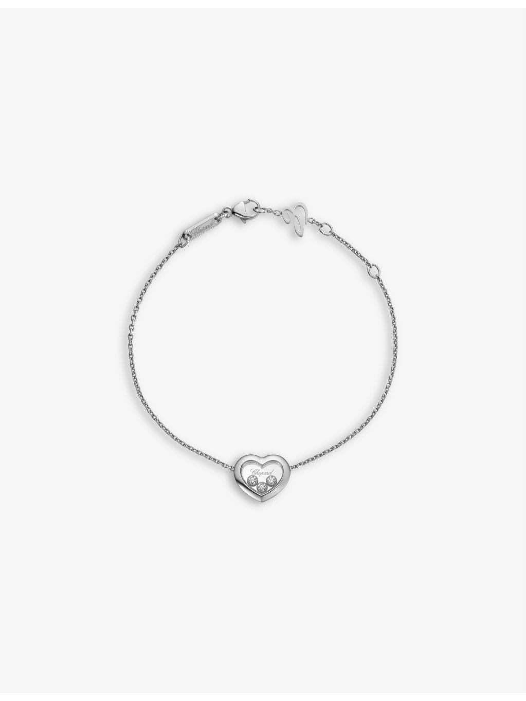 Chopard white-gold diamond bracelet 0.15ct heart charm, imported from the UK