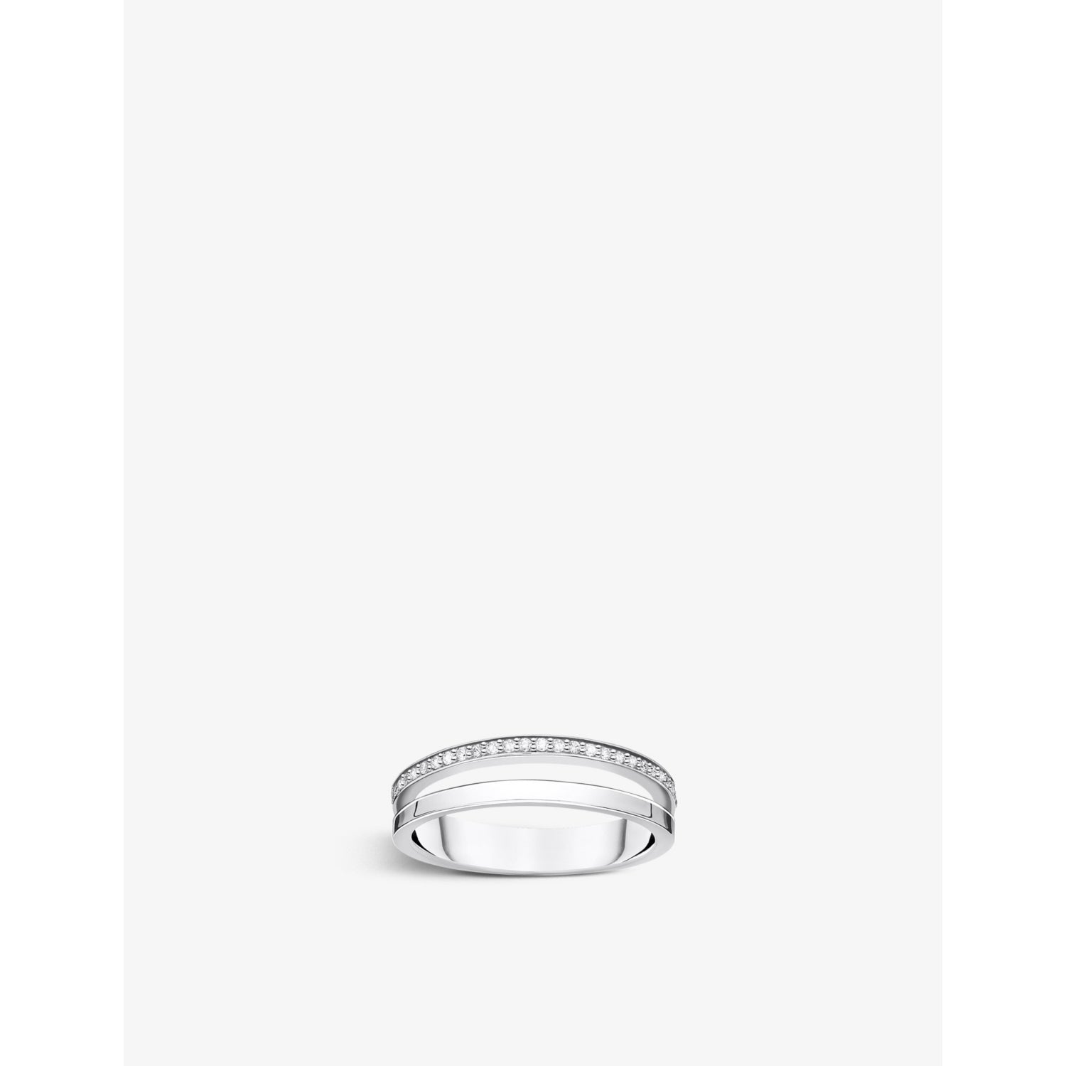 Open sterling-silver and zirconia ring - 54mm