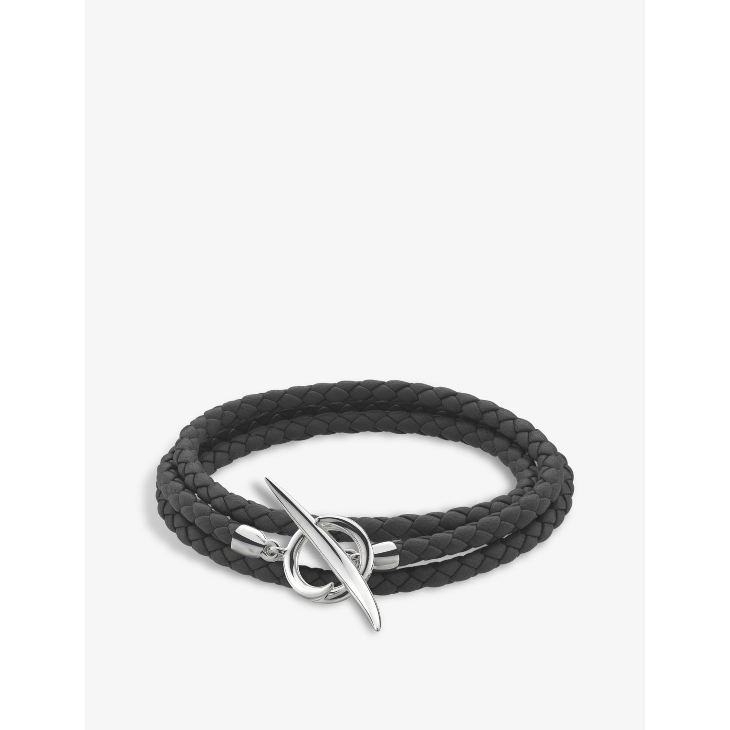 Quill sterling silver and leather bracelet - S