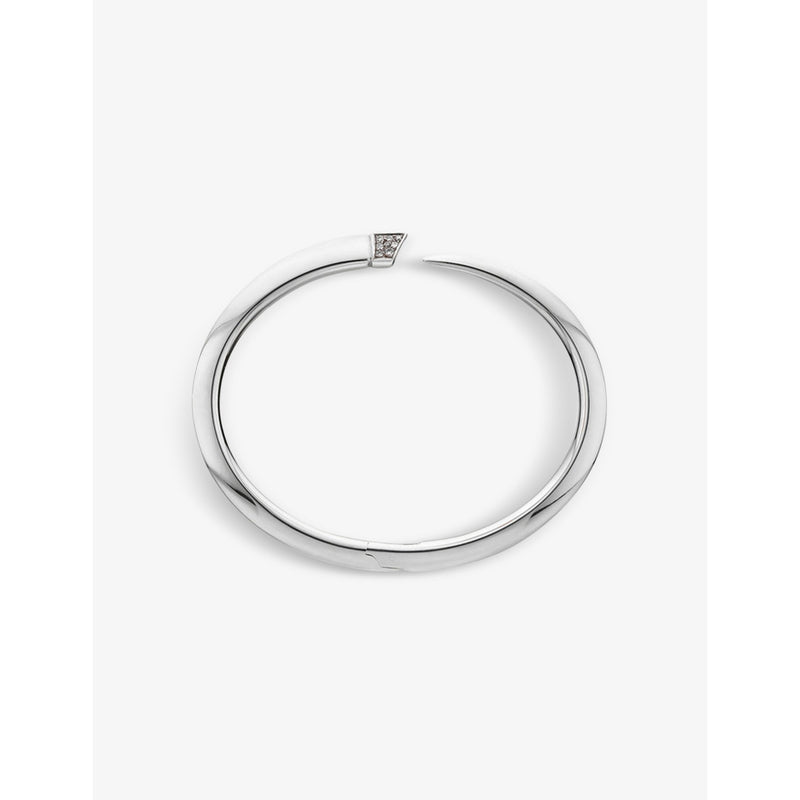 Tusk Sabre sterling silver and diamond bangle - S
