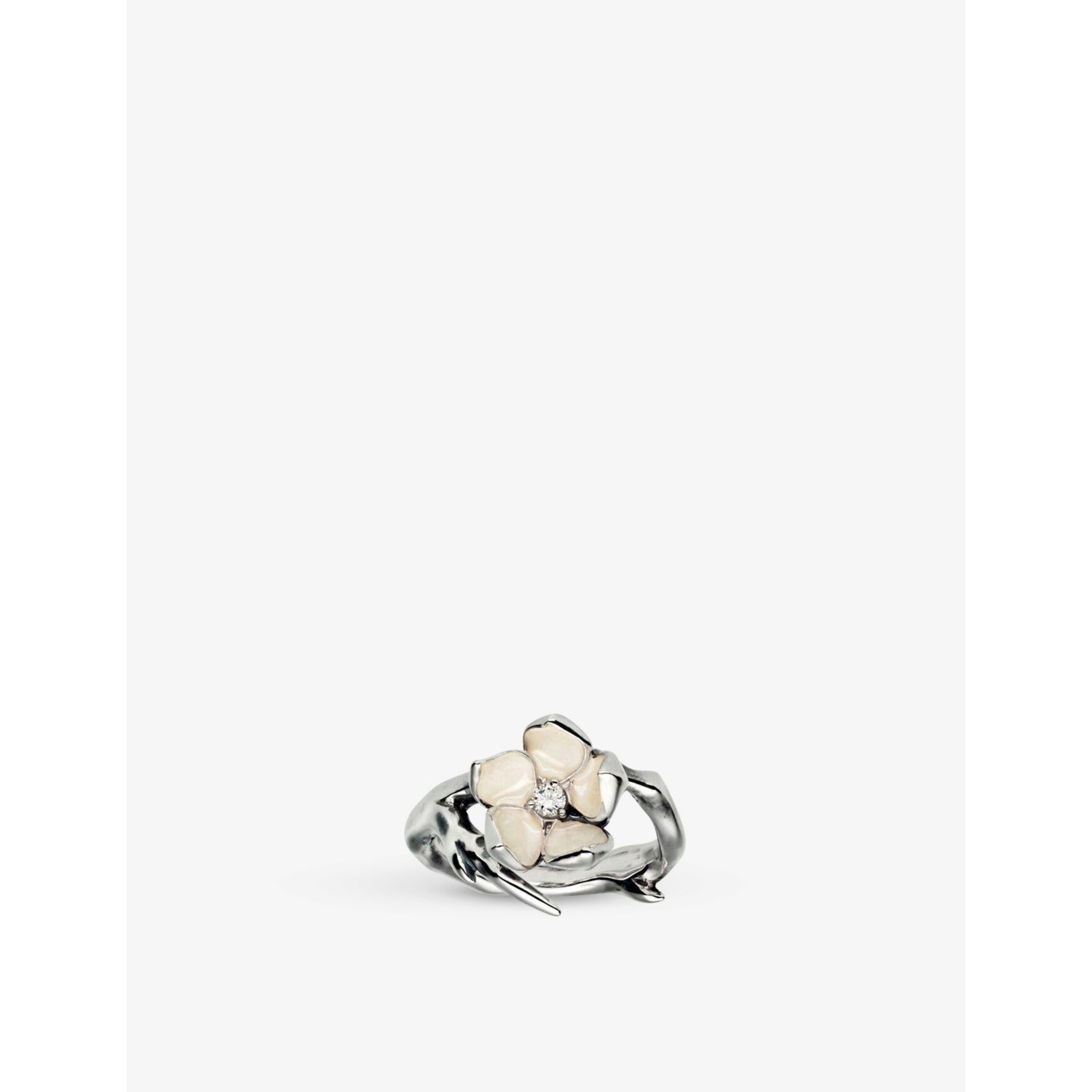 Cherry Blossom sterling silver and diamond ring - M