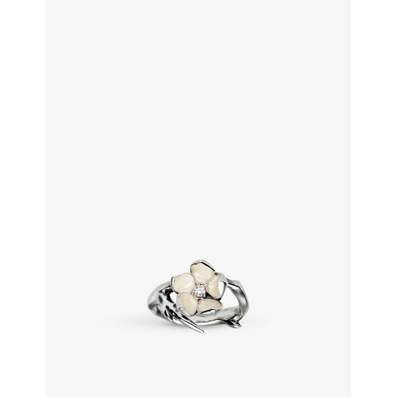 Cherry Blossom sterling silver and diamond ring - M