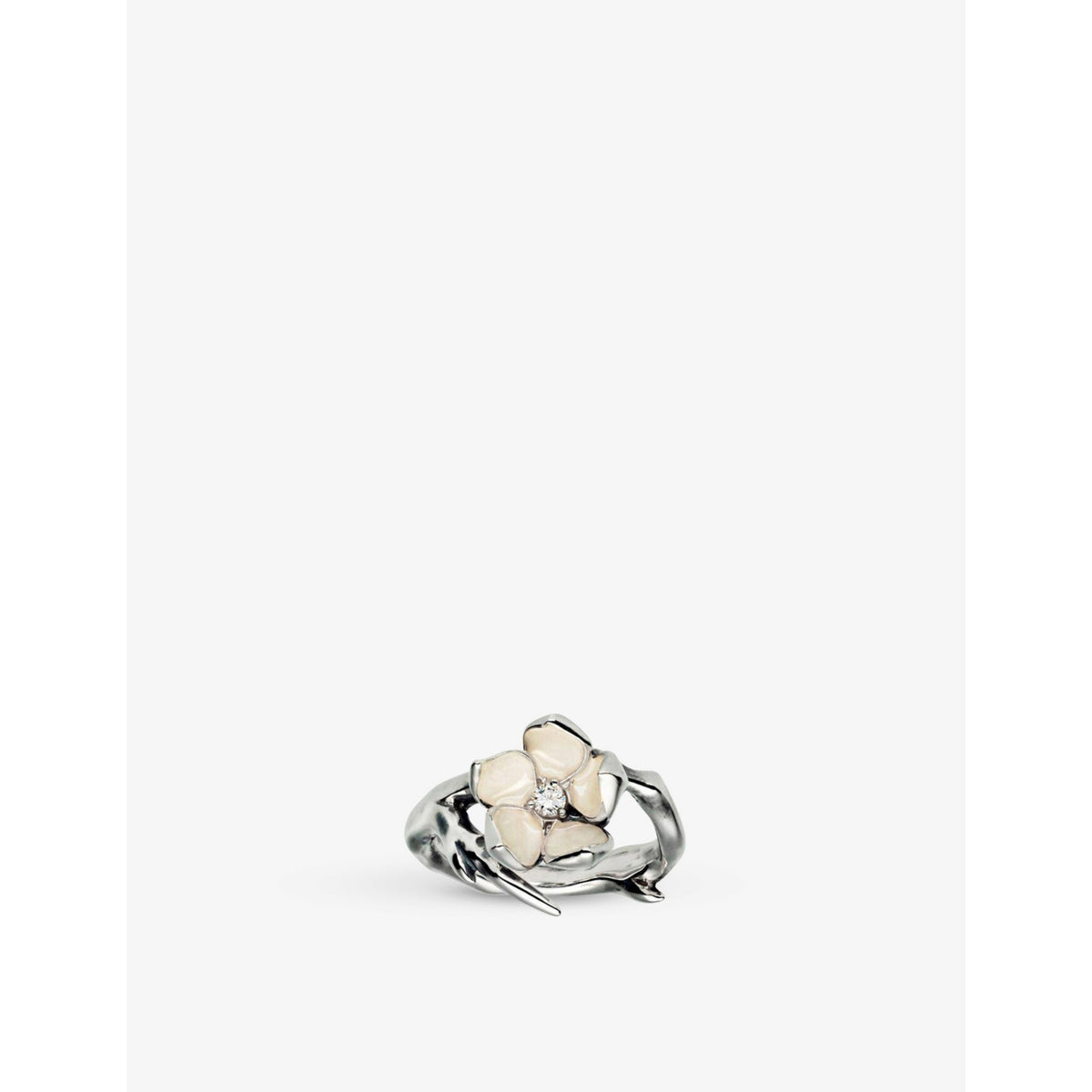 Cherry Blossom sterling silver and diamond ring - M