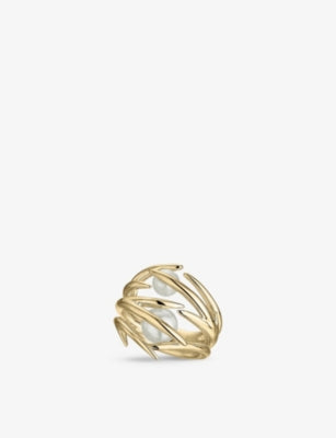 Shaun Leane Cherry Blossom Yellow Gold-Plated Vermeil and Pearl Ring