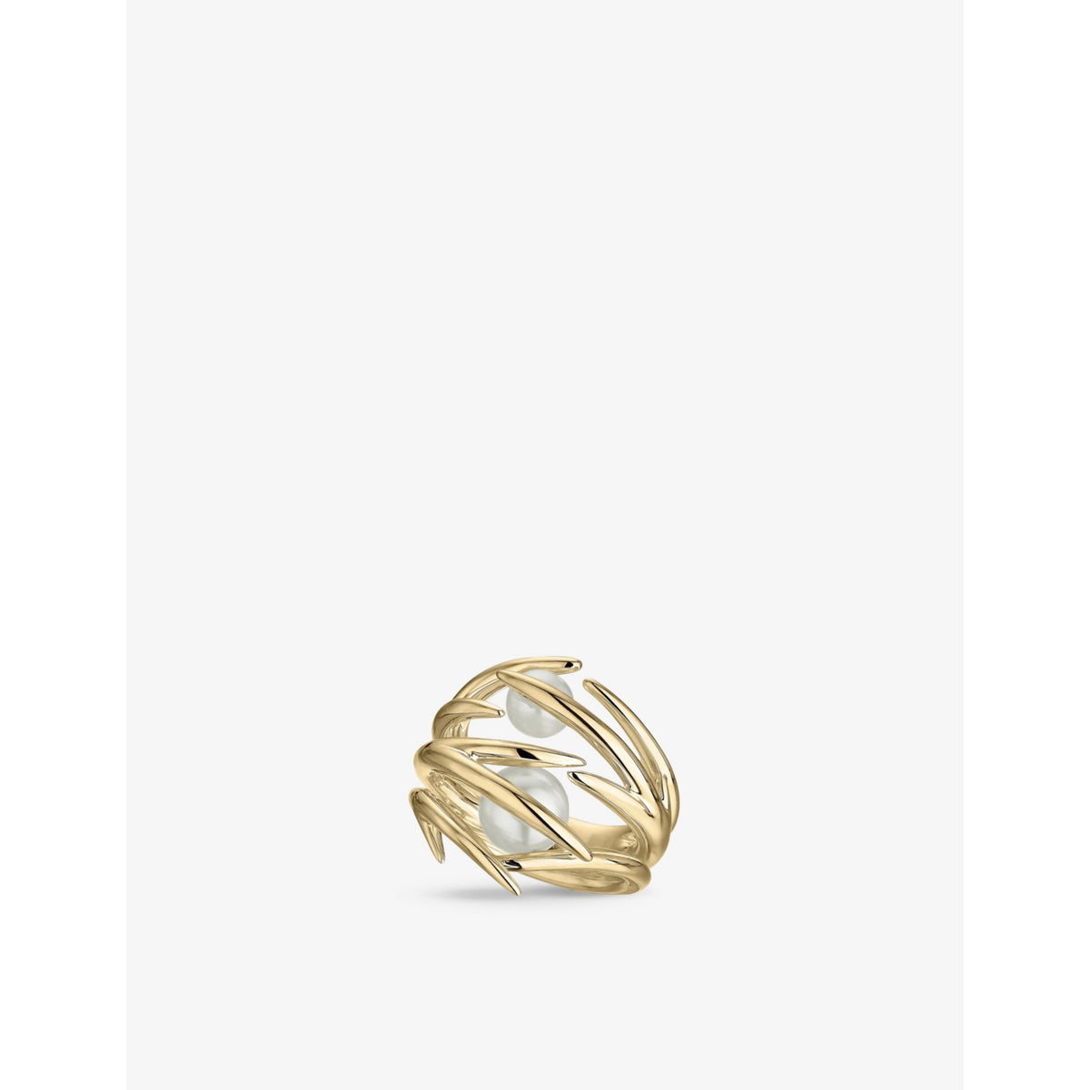 Cherry Blossom yellow gold-plated vermeil and pearl ring - M