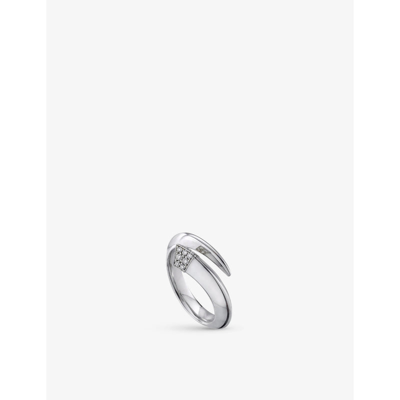 Tusk sterling silver and diamond ring - L