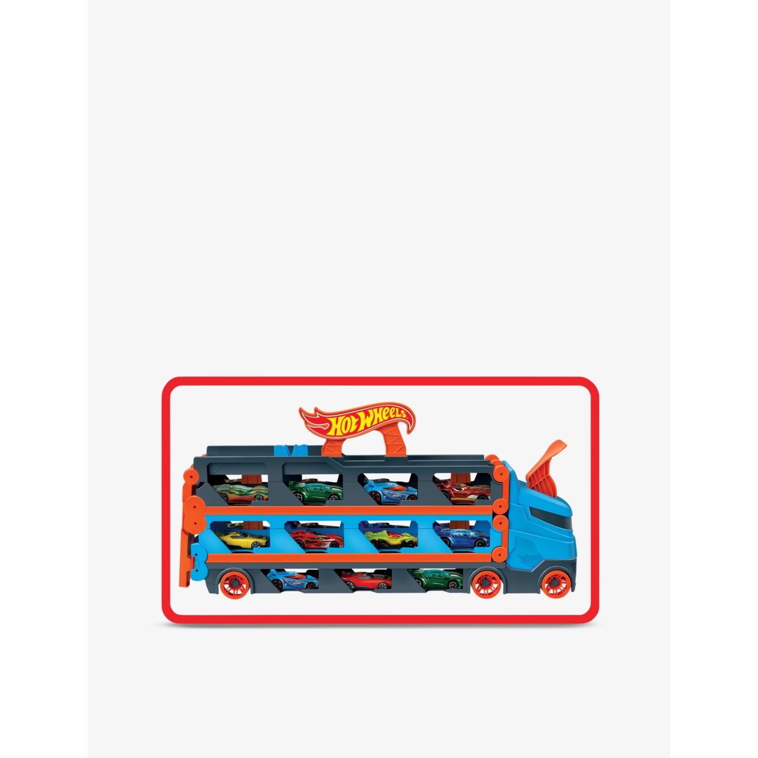 Hot Wheels Speedway Hauler toy truck with 3 cars - British product