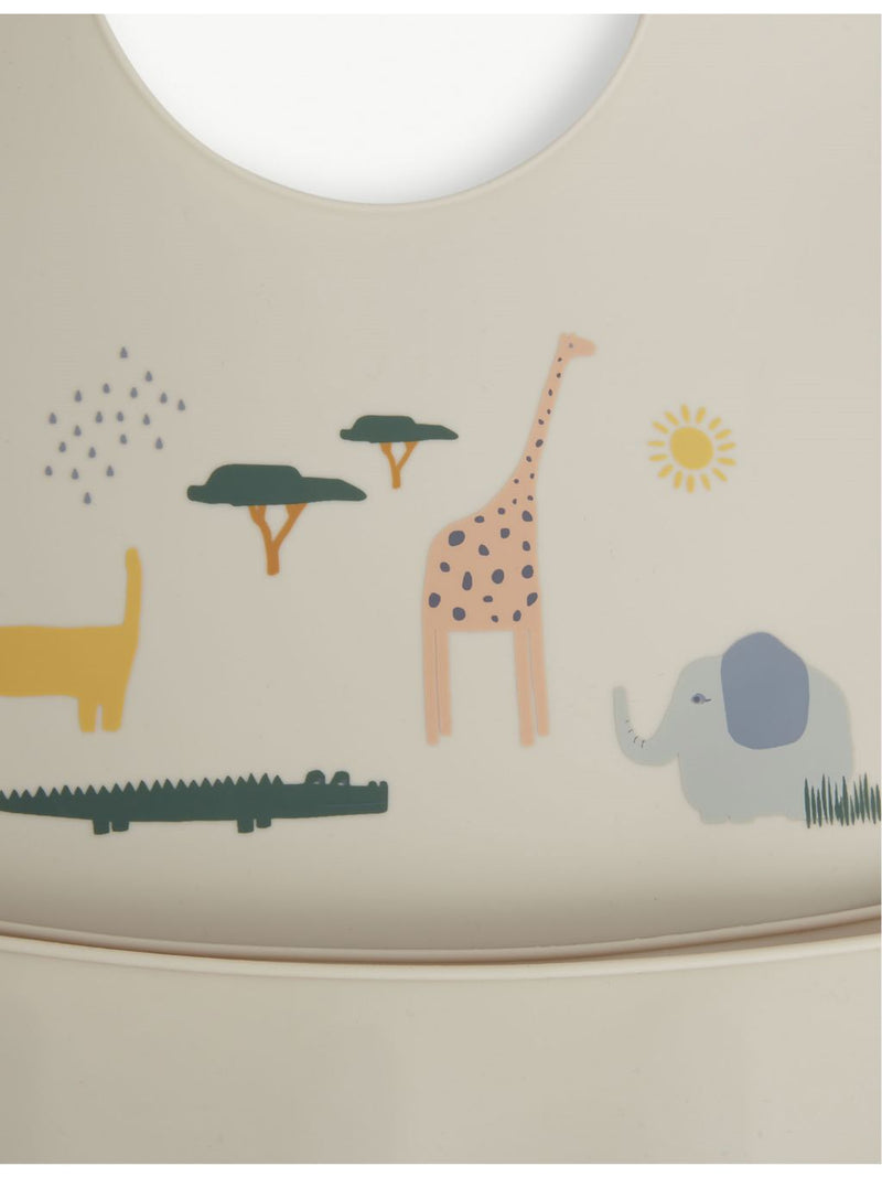 Liewood zoo-print silicone bib set of two (British brand)