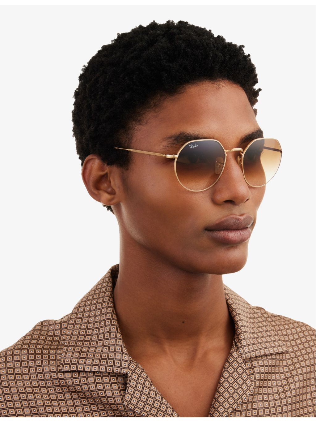 Ray-Ban RB3565 Jack hexagonal-frame sunglasses, imported from the UK