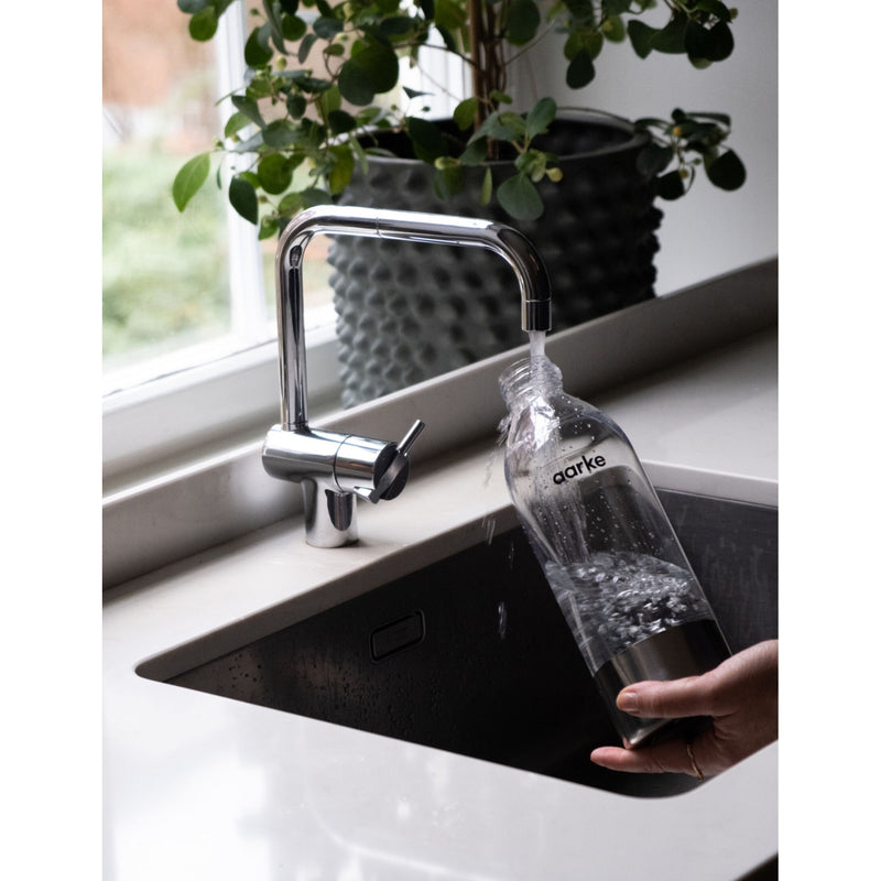 Aarke reusable 650ml bottle with steel lid, imported from the UK