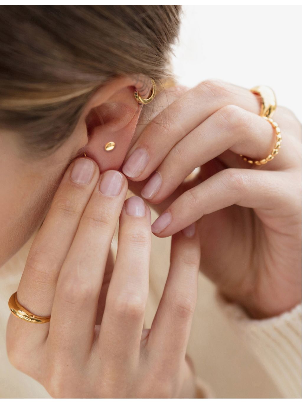Monica Vinader Nura Pebble gold-plated sterling silver stud earrings (British brand)