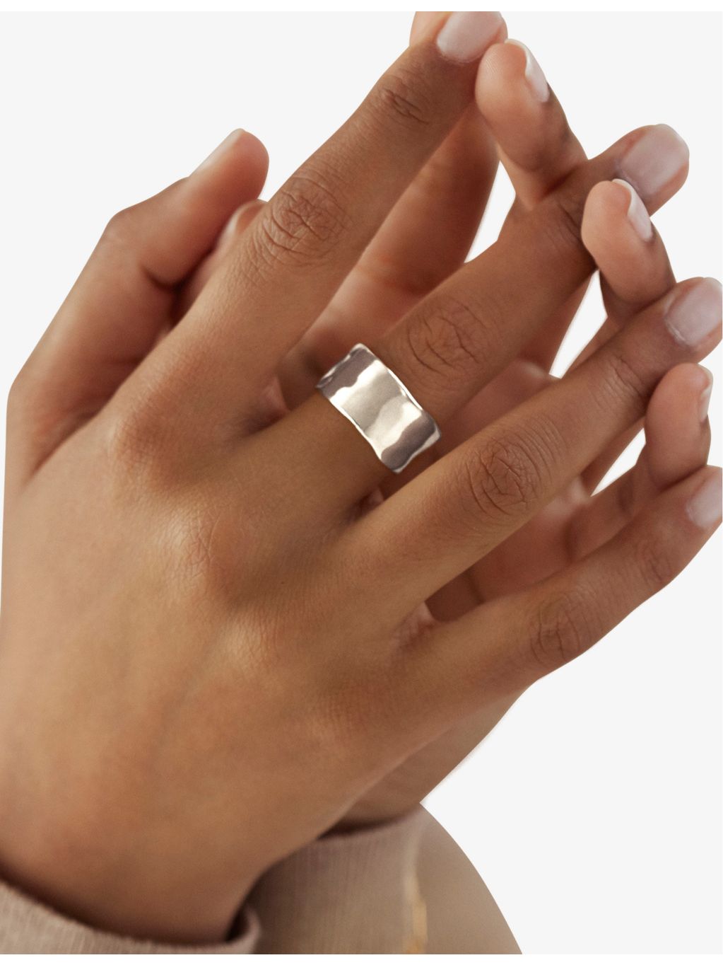 Monica Vinader Siren Muse bold sterling silver ring, imported from the UK