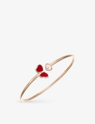 Chopard Happy Hearts Wings 18ct Rose-Gold 0.05ct Brilliant-Cut Diamond and Red-Stone Bangle Bracelet