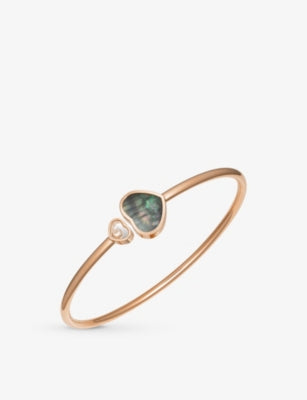 Chopard Happy Hearts 18ct Rose-Gold 0.05ct Diamond and Mother-of-Pearl Bangle Bracelet