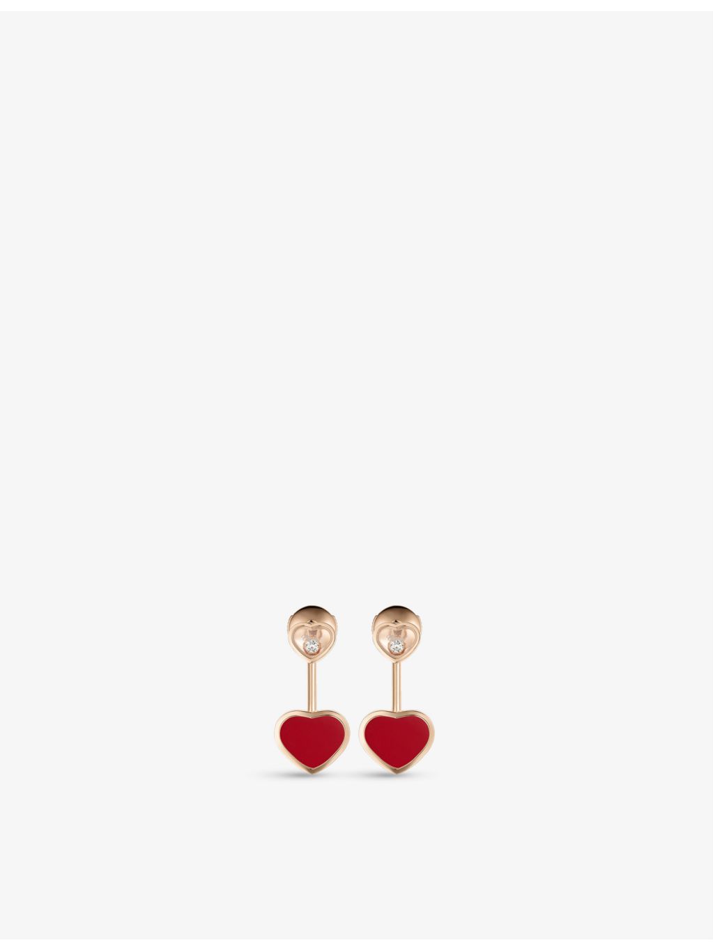 Chopard rose gold heart earrings with diamond and red stone - British product