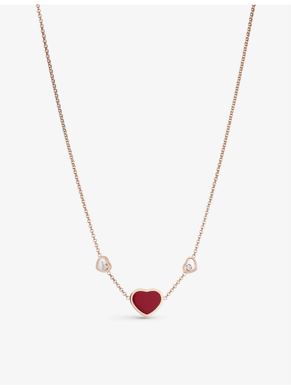 Chopard Happy Hearts rose-gold necklace with diamond and red stone, UK version