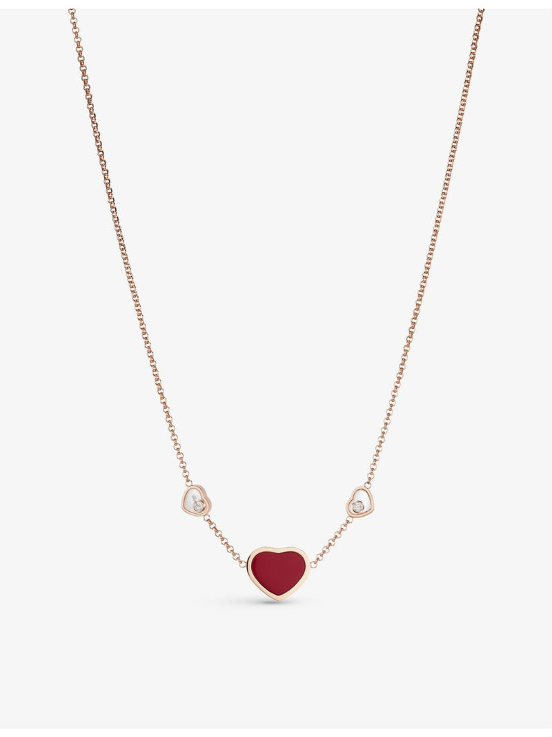 Chopard Happy Hearts rose-gold necklace with diamond and red stone, UK version