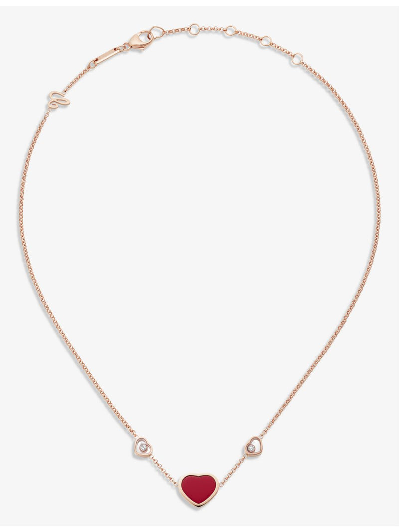 Chopard Happy Hearts rose-gold necklace with diamond and red stone, UK version