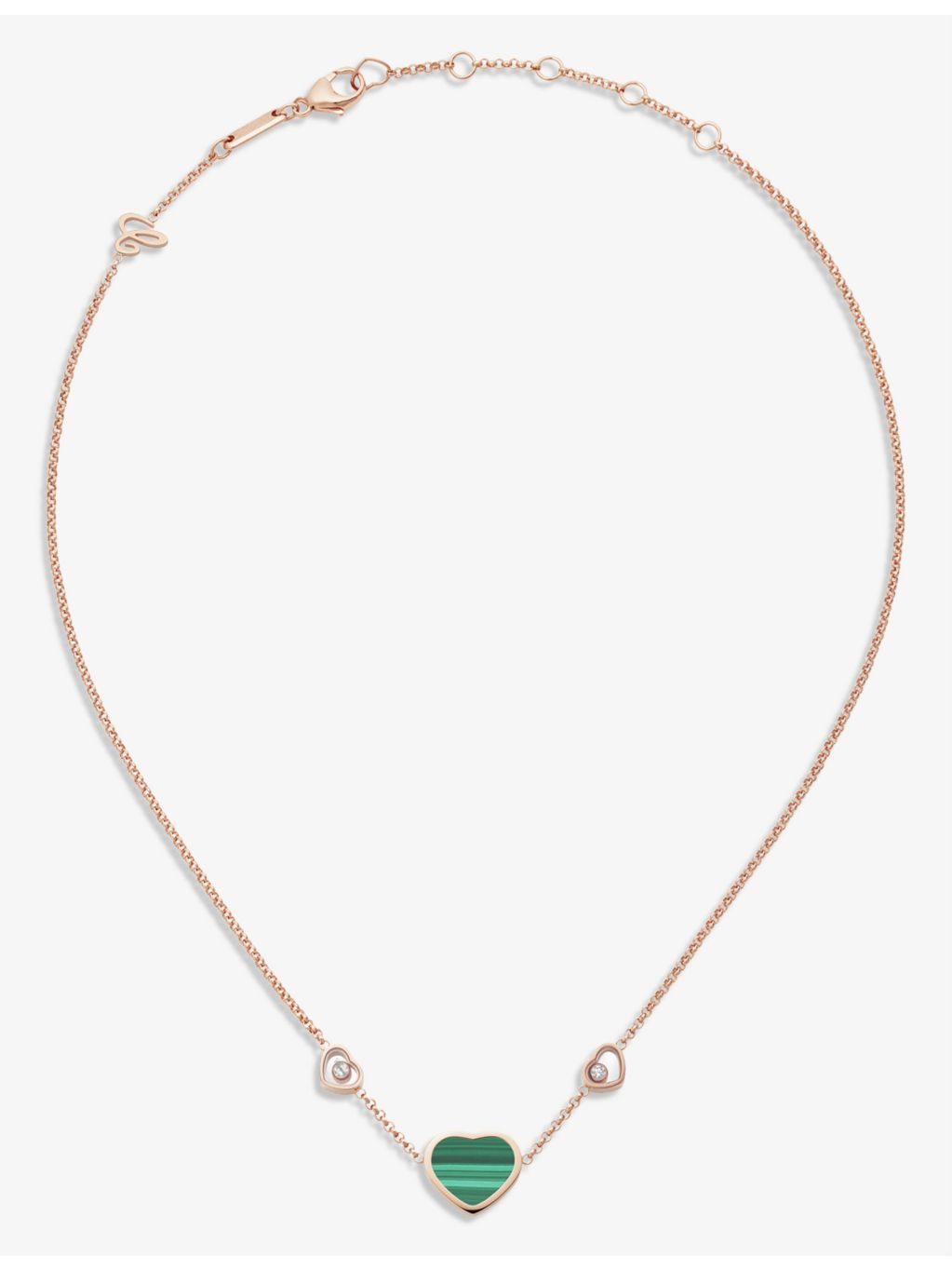 Chopard 18ct rose gold diamond malachite heart necklace - British product