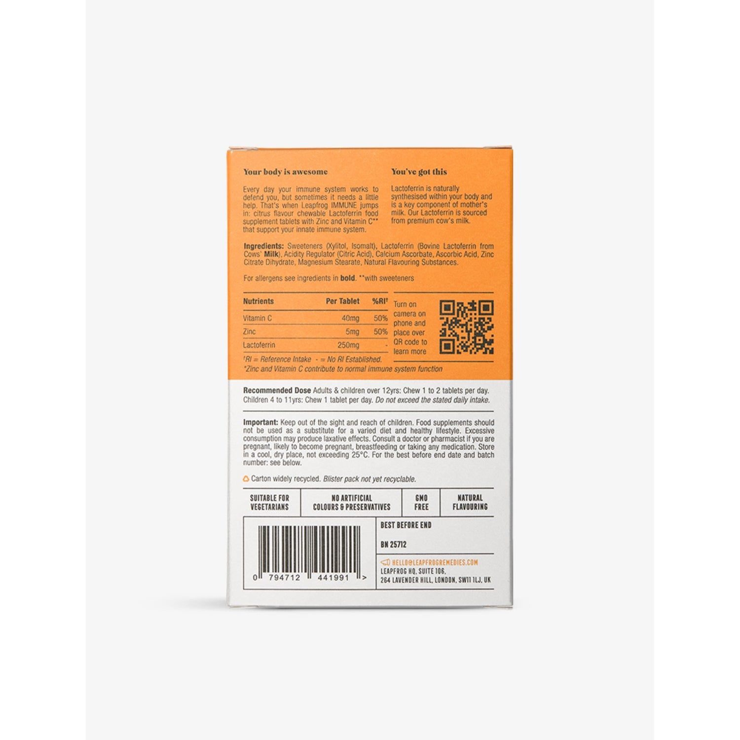 Leapfrog immune supplement 30 tablets (British brand)