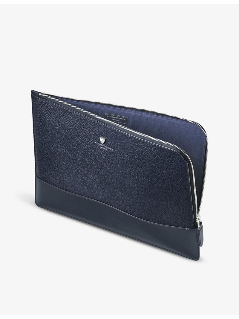Aspinal of London large logo-embossed leather laptop case, imported from the UK