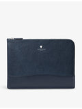 Aspinal of London large logo-embossed leather laptop case, imported from the UK