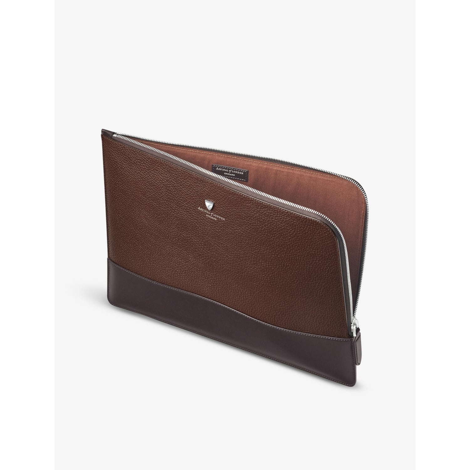 Aspinal of London large logo-embossed leather laptop case, imported from the UK